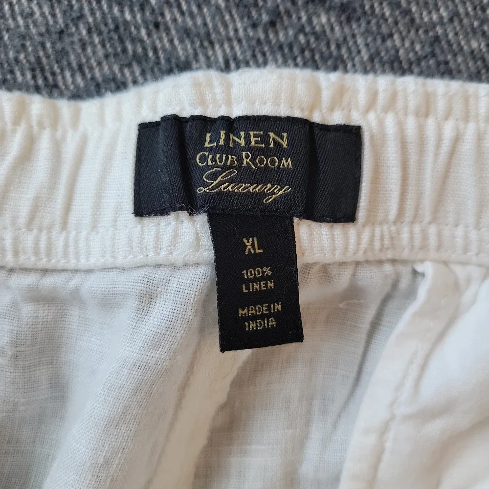 NWT Club Room Luxury Pants Men's XL Linen White Drawstring Beach Preppy Casual